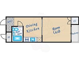 リバーサイドコロル天神橋 1DKの間取図画像