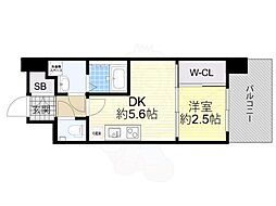 セレニテ福島プリエ 1DKの間取図画像