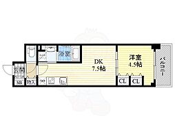 ザ・パークハビオ天満橋 1DKの間取図画像