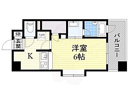 ゲートコート大阪福島 1Kの間取図画像