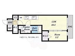 クロスレジデンス阿波座 1LDKの間取図画像
