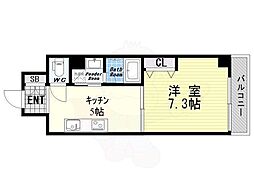 ボヌール梅田 1DKの間取図画像