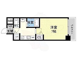 グランカリテ天神橋2 1Kの間取図画像