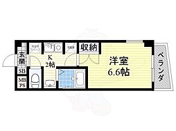 ベルヴィー福島 1Kの間取図画像
