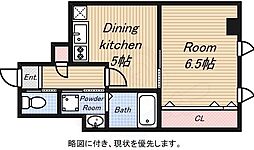 クリスタルビル 1DKの間取図画像