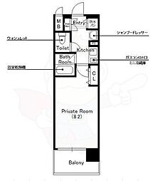 レジュールアッシュ梅田イースト 1Kの間取図画像