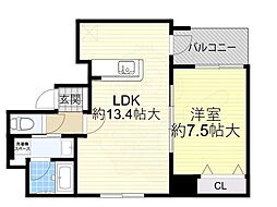 デセンテ北梅田 1LDKの間取図画像
