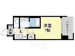 コスモリード大阪福島 1Kの間取図画像