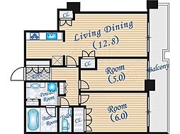レジデンス梅田ローレルタワー 2LDKの間取図画像