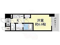 エスリード大阪梅田WEST 1Kの間取図画像