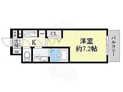 エスリード梅田北 1Kの間取図画像