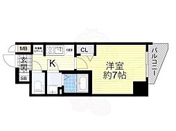 プレサンス梅田2 1Kの間取図画像