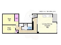 中津リバーサイドコーポA棟 2LDKの間取図画像