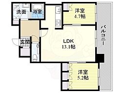 ブランズタワー梅田ノース 2LDKの間取図画像