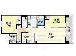 ジオ天六ツインタワーズウエストタワー 2LDKの間取図画像