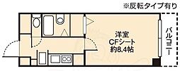ドミール江戸堀 1Kの間取図画像
