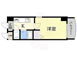 HOPECITY天神橋 1Kの間取図画像