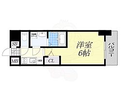 エスリードレジデンス梅田フロント 1Kの間取図画像