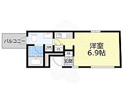 プレジール靱公園 ワンルームの間取図画像