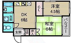 グリーンハイツ淀 2DKの間取図画像
