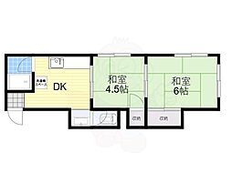 長居グリーンハイツ 2DKの間取図画像