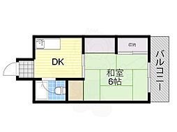 メゾン阪南 1DKの間取図画像