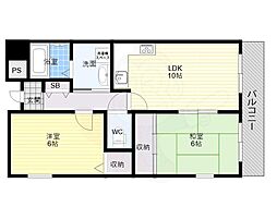 サンプラザマツヤ 2LDKの間取図画像