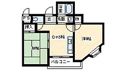 パステル南野 2DKの間取図画像