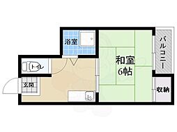 グリーンハイム公園南矢田A棟 1DKの間取図画像
