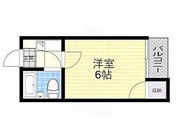 エレガンスハイツ湯里 1Kの間取図画像