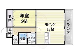 辰巳ハイツ 1LDKの間取図画像