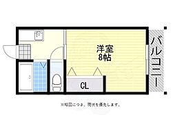 ステップコートナガイ 1Kの間取図画像