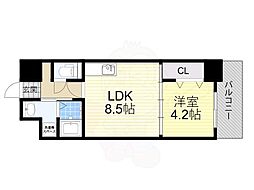 GrandPacific帝塚山Innovation 1LDKの間取図画像