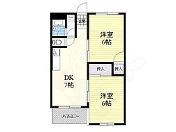 Ncourt我孫子 2DKの間取図画像