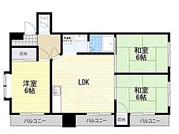 サワーハイツ住之江 3LDKの間取図画像