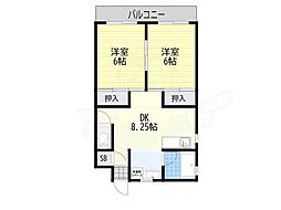 エルディ東住吉 2DKの間取図画像