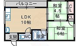 ジョイフル南住吉 2DKの間取図画像