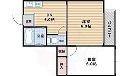 ジョイフル南住吉 2DKの間取図画像