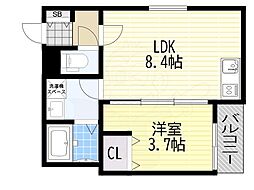大阪市住吉区遠里小野5丁目アパート 1LDKの間取図画像