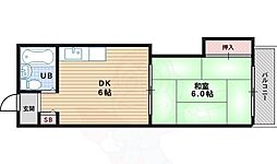 レジデンス長居 1DKの間取図画像