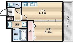アンジュール万代 1LDKの間取図画像