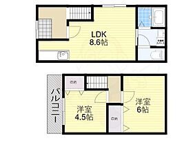 大阪府大阪市東住吉区住道矢田６丁目（賃貸テラスハウス2LDK・1階・49.72㎡） その2