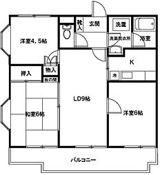 グリーングローブB 3LDKの間取図画像