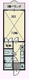 志幸19ミリオン2 1Kの間取図画像