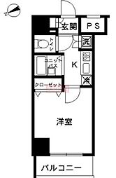 スカイコートヴィーダ五反田WEST 7階1Kの間取り