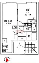 オーブリオン白金 1LDKの間取図画像