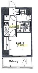 エスティメゾン戸越 1Kの間取図画像