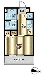 エスティメゾン武蔵小山 1Kの間取図画像
