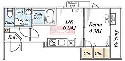 (仮称)リブリ・目黒区洗足 1DKの間取図画像
