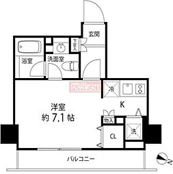 麻布十番レジデンス ワンルームの間取図画像